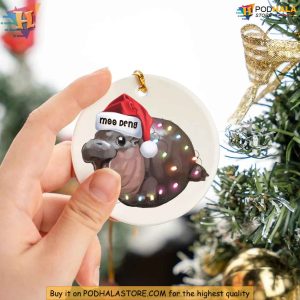 Cute Moo Deng Hippo Christmas Ornament Holiday Gift for Hippo Fans 2