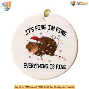 Cute Moo Deng Ornament, Thailand Hippo Christmas Decoration, Xmas Decor