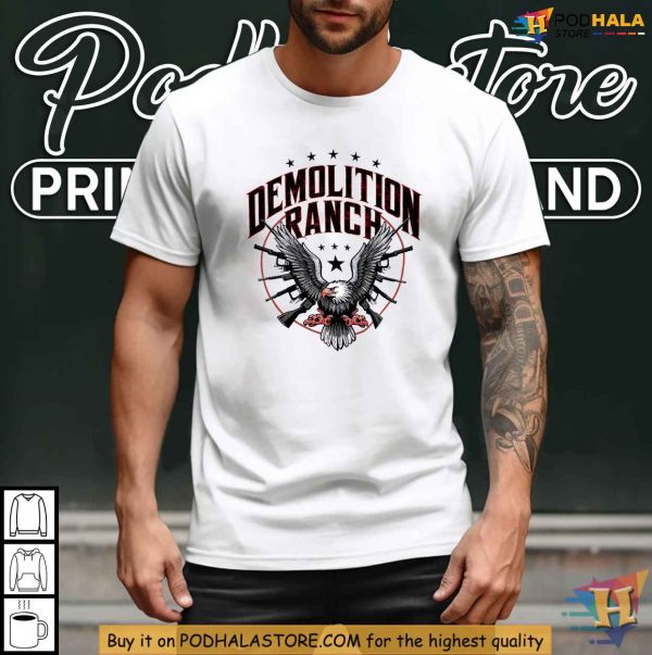 Demoranch Eagle Design T-Shirt, Bold Patriotic Clothing for Gun Lovers