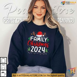 Family Funny Christmas Shirt Matching Xmas Outfits 2024 for Family Gatherings 4
