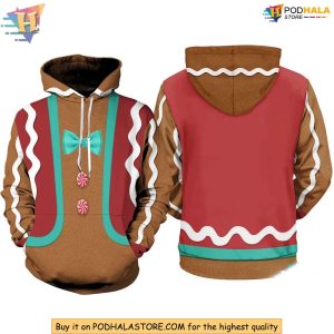 Festive Gingerbread Man 3D Hoodie Fun Christmas Costume Sweatshirt Design 1