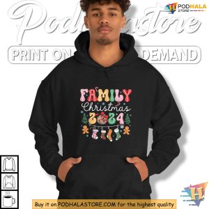 Funny Family Christmas Shirt for 2024, Festive Holiday Gingerbread and Stockings