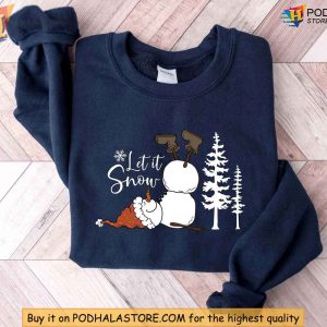 Funny Let It Snow Sweatshirt, Snowman Christmas Crewneck for Women