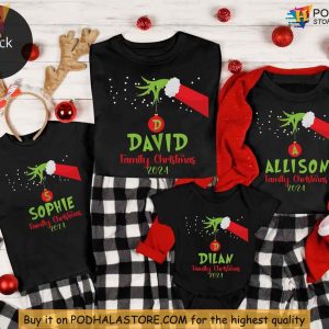 Grinch Personalized Family Christmas Shirt, Matching Family Tees for Festive Fun