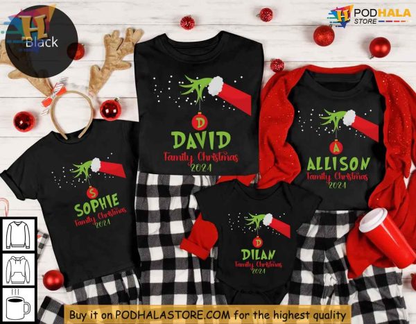 Grinch Personalized Family Christmas Shirt, Matching Family Tees for Festive Fun