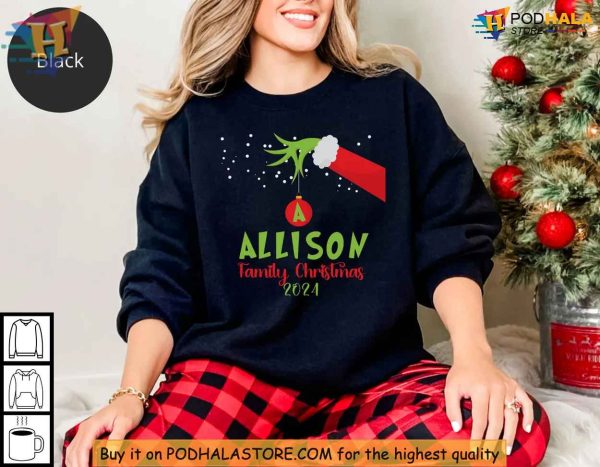 Grinch Personalized Family Christmas Shirt, Matching Family Tees for Festive Fun