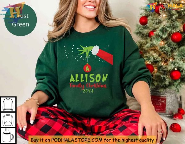 Grinch Personalized Family Christmas Shirt, Matching Family Tees for Festive Fun