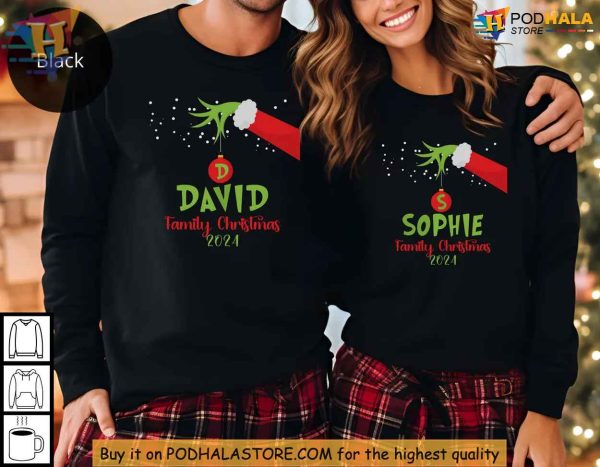 Grinch Personalized Family Christmas Shirt, Matching Family Tees for Festive Fun