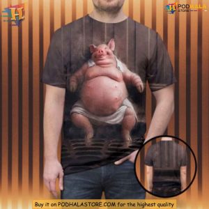 Humorous 3D Temu Pig Shirt, Fun Animal Lover Fashion Graphic Tee