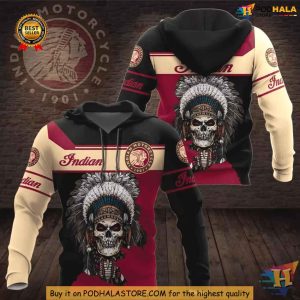 Indian Motorcycle 3D Hoodie, Custom Skull Biker Apparel for Motorcycling Fans