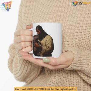 Jesus and Moo Deng Mug 11oz Baby Hippo Meme Gift Cute Funny Hippo Design 2