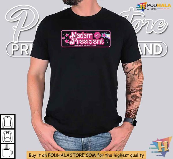 Kamala Harris Madam President Shirt, Tim Walz 2024, Cute Empowerment Tee