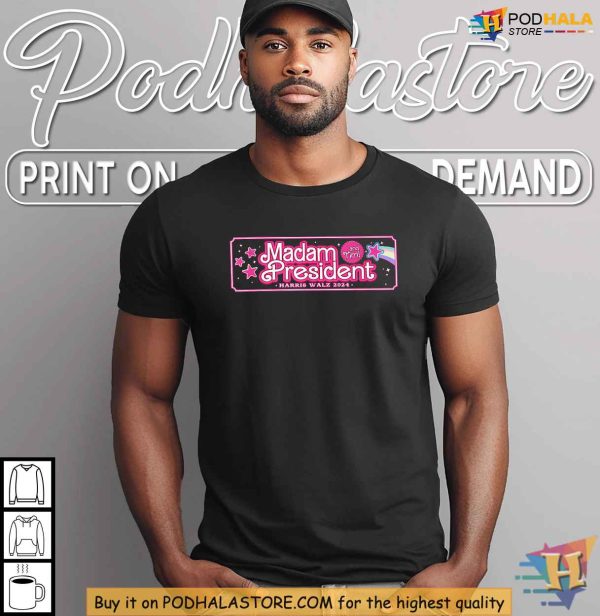 Kamala Harris Madam President Shirt, Tim Walz 2024, Cute Empowerment Tee