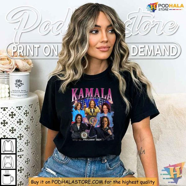 Kamala Harris Shirt, Bold 2024 Presidential Campaign Bootleg Style Apparel