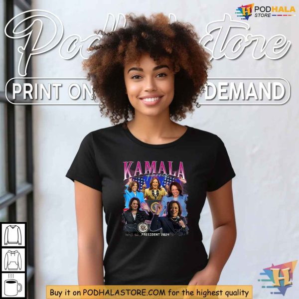 Kamala Harris Shirt, Bold 2024 Presidential Campaign Bootleg Style Apparel