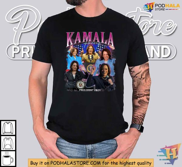Kamala Harris Shirt, Bold 2024 Presidential Campaign Bootleg Style Apparel