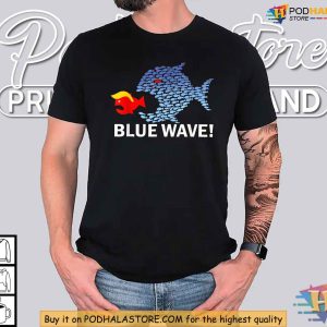 Kamala Harris Shirt Funny Blue Wave 2024 Eat Little Fish Trump Hair Design 2