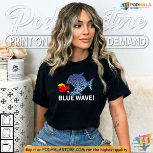 Kamala Harris Shirt Funny Blue Wave 2024 Eat Little Fish Trump Hair Design 3