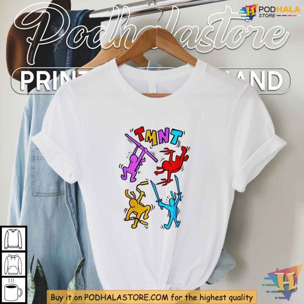 Keith Haring Doodle Shirt, TMNT Inspired Art, Retro Pop Culture Fashion Tee