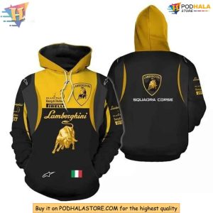 Lamborghini Squadra Corse 3D Hoodie, Stylish Racing Team Fan Apparel