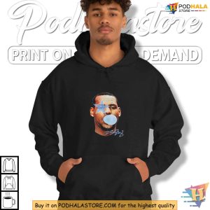 LeBron Blowing Blue Bubble Gum Black Basketball T Shirt for NBA Fans 3