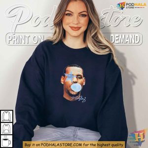 LeBron Blowing Blue Bubble Gum Black Basketball T Shirt for NBA Fans 4