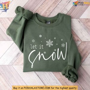 Let it Snow Sweatshirt Cozy Holiday Gift for Women Christmas Party Outfit 2