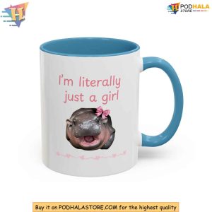 Literally Just A Girl Moo Deng Mug Cute Hippo Meme Mug Viral Trend Gift 2