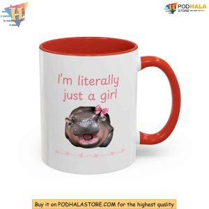 Literally Just A Girl Moo Deng Mug Cute Hippo Meme Mug Viral Trend Gift 3
