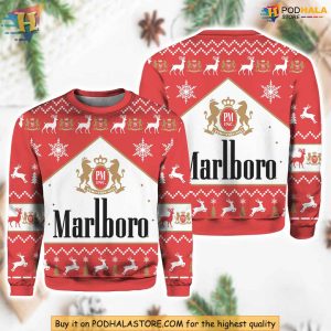 Marlboro Christmas Sweater, Classic Holiday Design Vintage Ugly Sweater