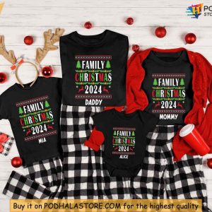 Matching Custom Family Christmas Shirt, Personalized Christmas Pajamas 2024
