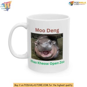 Moo Deng Ceramic Mug Cute Baby Hippo Thai English Khao Kheow Zoo Gift 3