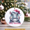 Moo Deng Christmas Ornament for Hippo Lovers, Cute Viral Hippo Xmas Decoration