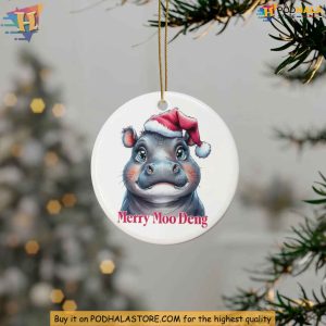 Moo Deng Christmas Ornament for Hippo Lovers Cute Viral Hippo Xmas Decoration 2