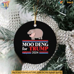 Moo Deng For Trump 2024 Christmas Ornament, Thailand Hippo Family Decor