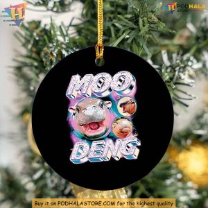 Moo Deng Hippo Ornament, Fun Christmas Decoration for Viral Meme Fans