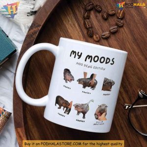 Moo Deng Mug, Cute Hippo Mood Coffee Mug, Animal Lover Gift for Friends