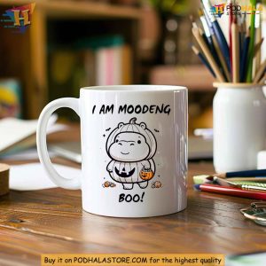 Moo Deng Mug Cute Hippo in Pumpkin Costume Baby Hippo Halloween Coffee Cup 3