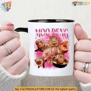 Moo Deng Mug Funny Hippo Meme Coffee Mug Adorable Baby Hippo Lover Gift 1
