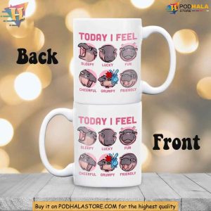 Moo Deng Mug, Hippo Mood Today I Feel Funny Meme Design Mug