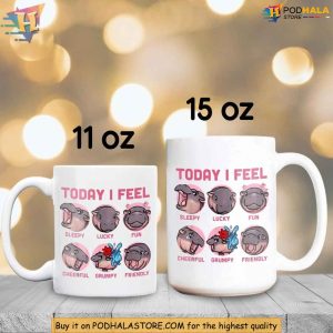 Moo Deng Mug Hippo Mood Today I Feel Funny Meme Design Mug 2