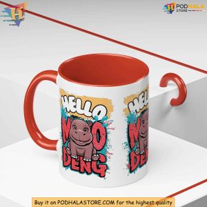 Moo Deng Mug with Graffiti Style Cute Baby Pygmy Hippo Design Coffee Mug 2