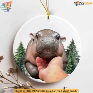 Moo Deng Ornament, Baby Hippo Christmas Decoration Cute Holiday Gift Item
