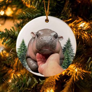Moo Deng Ornament Baby Hippo Christmas Decoration Cute Holiday Gift Item 2