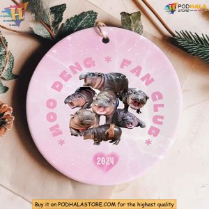 Moo Deng Ornament, Baby Pygmy Hippo Christmas Gift Cute Decoration for Pet Lover