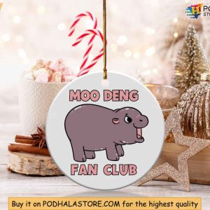 Moo Deng Ornament, Cute Hippo Christmas Decor, Pygmy Hippopotamus Holiday Gift