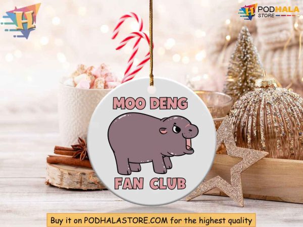 Moo Deng Ornament, Cute Hippo Christmas Decor, Pygmy Hippopotamus Holiday Gift