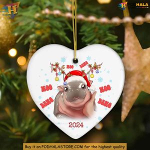 Moo Deng Ornament Funny Hippo Christmas Decor Cute 2024 Gift for Kids and Family 2