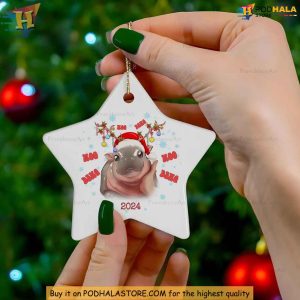 Moo Deng Ornament Funny Hippo Christmas Decor Cute 2024 Gift for Kids and Family 3