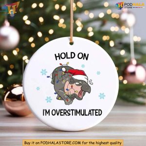 Moo Deng Ornament, Funny Hippo Christmas Decor, Hold On I'm Overstimulated